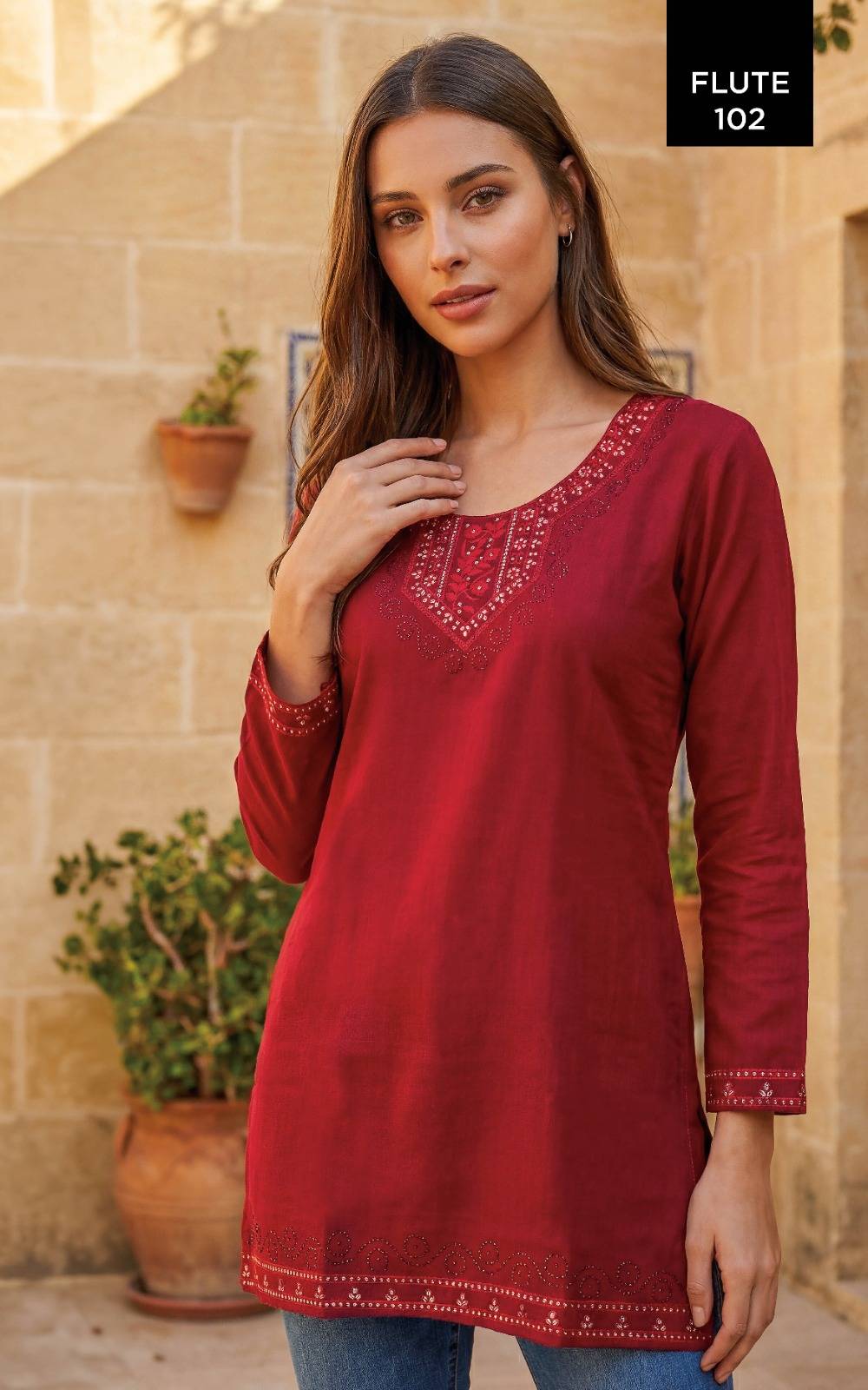 Flute By Fashid 101 To 106 Series Designer Ethnic Wear Collection Cotton Tops At Wholesale Price